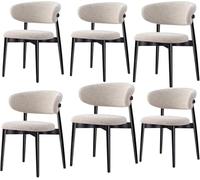 Modern Solid Wood Dining Chairs, armchairs, Fabric Cushioned Chairs with Curved backrests, Non Slip Foot Pads, ergonomically Designed, Suitable for Kitchens and Living Rooms Black,6 Pieces