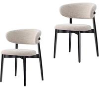 Modern Solid Wood Dining Chairs, armchairs, Fabric Cushioned Chairs with Curved backrests, Non Slip Foot Pads, Ergonomic Design, Suitable for Kitchens and Living Rooms Black,2pieces