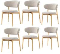 Modern Solid Wood Dining Chairs, armchairs, Fabric Cushioned Chairs with Curved backrests, Non Slip Foot Pads, Ergonomic Design, Suitable for Kitchens and Living Rooms Wood,6pieces