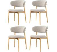 Modern Solid Wood Dining Chairs, armchairs, Fabric Cushioned Chairs with Curved backrests, Non Slip Foot Pads, ergonomically Designed, Suitable for Kitchens and Living Rooms Wood,4 Pieces