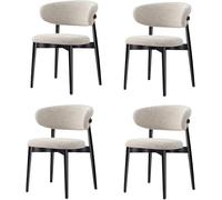 Modern Solid Wood Dining Chairs, armchairs, Fabric Cushioned Chairs with Curved backrests, Non Slip Foot Pads, ergonomically Designed, Suitable for Kitchens and Living Rooms Black,4 Pieces