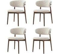 Modern Solid Wood Dining Chairs, armchairs, Fabric Cushioned Chairs with Curved backrests, Non Slip Foot Pads, Ergonomic Design, Suitable for Kitchens and Living Rooms Walnut,4pieces