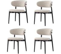 Modern Solid Wood Dining Chairs, armchairs, Fabric Cushioned Chairs with Curved backrests, Non Slip Foot Pads, Ergonomic Design, Suitable for Kitchens and Living Rooms Black,4pieces