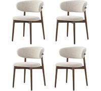 Modern Solid Wood Dining Chairs, armchairs, Fabric Cushioned Chairs with Curved backrests, Non Slip Foot Pads, ergonomically Designed, Suitable for Kitchens and Living Rooms Walnut,4 Pieces