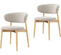 Modern Solid Wood Dining Chairs, armchairs, Fabric Cushioned Chairs with Curved backrests, Non Slip Foot Pads, Ergonomic Design, Suitable for Kitchens and Living Rooms Wood,2pieces