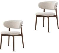 Modern Solid Wood Dining Chairs, armchairs, Fabric Cushioned Chairs with Curved backrests, Non Slip Foot Pads, ergonomically Designed, Suitable for Kitchens and Living Rooms Walnut,2 Pieces