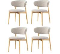 Modern Solid Wood Dining Chairs, armchairs, Fabric Cushioned Chairs with Curved backrests, Non Slip Foot Pads, Ergonomic Design, Suitable for Kitchens and Living Rooms Wood,4pieces