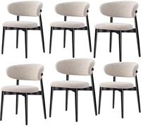 Modern Solid Wood Dining Chairs, armchairs, Fabric Cushioned Chairs with Curved backrests, Non Slip Foot Pads, Ergonomic Design, Suitable for Kitchens and Living Rooms Black,6pieces