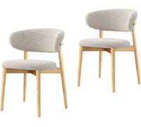 Modern Solid Wood Dining Chairs, armchairs, Fabric Cushioned Chairs with Curved backrests, Non Slip Foot Pads, ergonomically Designed, Suitable for Kitchens and Living Rooms Wood,2 Pieces