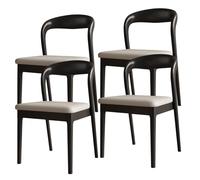 Modern Solid Wood Dining Chairs - Black+Bei - Rubberwood Construction, Comfortable Cushions, Ideal for Kitchen, Dining Room, Living Room, and Study.