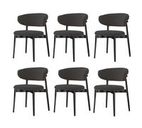 Modern Solid Wood Dining Chairs,Linen Fabric Upholstered Kitchen Chair Armless Leisure Chair with Curved Back,Accent Side Chairs for Living Room,Waiting Room B,6PCS