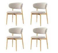 Modern Solid Wood Dining Chairs,Linen Fabric Upholstered Kitchen Chair Armless Leisure Chair with Curved Back,Accent Side Chairs for Living Room,Waiting Room C,4PCS