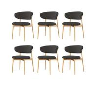 Modern Solid Wood Dining Chairs,Linen Fabric Upholstered Kitchen Chair Armless Leisure Chair with Curved Back,Accent Side Chairs for Living Room,Waiting Room G,6PCS