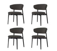 Modern Solid Wood Dining Chairs,Linen Fabric Upholstered Kitchen Chair Armless Leisure Chair with Curved Back,Accent Side Chairs for Living Room,Waiting Room B,4PCS