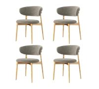 Modern Solid Wood Dining Chairs,Linen Fabric Upholstered Kitchen Chair Armless Leisure Chair with Curved Back,Accent Side Chairs for Living Room,Waiting Room F,4PCS