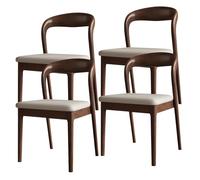 Modern Solid Wood Dining Chairs with Comfortable Cushions - Rubber Wood Construction for Kitchen, Dining Room, Living Room & Study - Black+Bei Set of 2