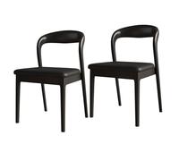 Modern Solid Wood Dining Chairs with Comfortable Cushions, Rubberwood Construction for Kitchen, Dining Room, Living Room, and Study - Black+Bei 2 Pack.