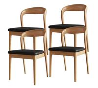 Modern Solid Wood Dining Chairs with Comfortable Cushions - Rubberwood Construction, Ideal for Kitchen, Dining Room, Living Room & Study - Black+Bei 2