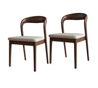 Modern Solid Wood Dining Chairs with Comfortable Cushions, Rubberwood Construction, Perfect for Kitchen, Dining Room, Living Room, and Study - Black+Bei 2 Pack