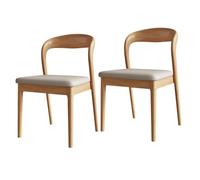 Modern Solid Wood Dining Chairs with Comfortable Cushions - Stylish Rubberwood Design for Kitchen, Dining Room, Living Room, and Study - Black+Bei 2 Pack