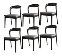 Modern Solid Wood Dining Chairs with Cushions, Rubberwood Construction, Comfortable Design for Kitchen, Dining Room, Living Room, and Study - Black+Bei Set of 2