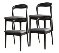 Modern Solid Wood Dining Chairs with Cushions, Rubberwood Construction, Stylish Design for Kitchen, Dining Room, Living Room & Study - Black+Bei 2 Pack