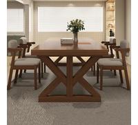 Modern Solid Wood Dining Table Set for 4-6, 47.2" Walnut Kitchen Table with Z-Shaped Chairs, Stylish Dining Room Furniture for Home, and Elegant Design