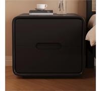 Modern Solid Wood End Table with Drawers - Minimalist Nightstand for Bedroom & Living Room Storage, Stylish Black Side Table, Perfect Bedside Companion
