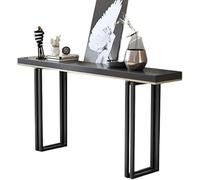 Modern Solid Wood Entryway Table - Super Narrow Console with Iron Frame Stylish Black Design for Living Room & Hallway 100x30x80cm - Versatile End Table & Bar Case.