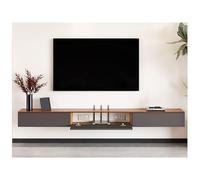 Modern Solid Wood Floating TV Stand, Wall-Mounted Media Console with Storage, White TV Cabinet for TVs Up to 85in, Stylish Entertainment Center, 200cm Brown TV Unit