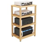 Modern Solid Wood HiFi Speaker Stand - Multi-Layer Audio Cabinet Elegant Light Luxury Design Safe & Eco-Friendly Ideal for Home Theater & Audio Equipment (Wood Color)