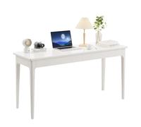 Modern Solid Wood Narrow Desk Compact Oak Writing Table for Home Office & Study Ideal for Bedrooms Apartments & Student DormsWhite 31.5''x19.7''x30''