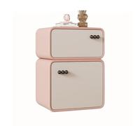 Modern Solid Wood Nightstand, Slim 2-Drawer Side Table, Floor Storage for Bedroom & Living Room, Small Space Accent Table, Pink (13.8" Width)