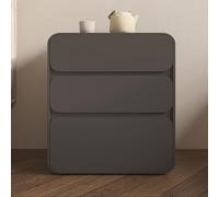 Modern Solid Wood Nightstand - White Leather 3-Drawer Bedside Table with Cream Floor-Standing Storage Cabinet - No Assembly Required Dark Grey 40x40x56 cm