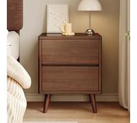 Modern Solid Wood Nightstand with 3 Drawers 3 Tier Storage Cabinet for Bedroom & Living Room Walnut Finish Elegant Design (40x40x52 cm)