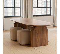 Modern Solid Wood Oval Dining Table for 6 People Standard Height Perfect for Dining Room Kitchen Family Gatherings - 150 x 70 cm