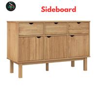Modern Solid Wood Pine Sideboard Wooden Highboard Home Organiser vidaXL