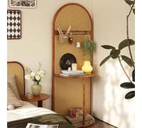 Modern Solid Wood Room Divider with Shelves - Stylish Freestanding Light Brown ion for Teahouse Coffee Shop & Decor - Decorative Wall Panels