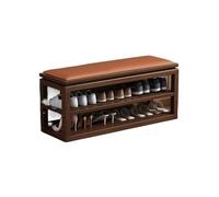 Modern Solid Wood Shoe Rack Bench 120cm Entryway Storage Stylish Chinese Design for Home Multi functional Shoe Shelf (Orange)