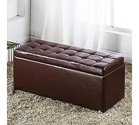 Modern Solid Wood Storage Ottoman Bench Thick Padded Faux Leather Footrest Decorative Bed End Seat Multi-Functional Toy Chest Stylish Furniture for Living Roo,Dark Brown-100x40x40cm(39x16x16inch)
