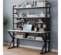 Modern Solid Wood Writing Desk with Storage Shelves & Pegboard Stylish Home Office Furniture for Efficient Workspace Cuter Design for Productivity