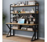 Modern Solid Wood Writing Desk with Storage Shelves & Pegboard Stylish Home Office Table for Productivity & nization Perfect for Small Spaces