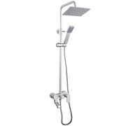 Modern Space Aluminum tatic Shower System - 3 Functs Square Mixer with Handheld Shower & Adjustable Ch h for Ultimate Bath Bar Experience