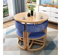 Modern Space Saving Dining Set with 4 Chairs Round Table for Living Room Kitchen and Conference Room Low Profile Design Compact Dining Furniture