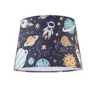 Modern Space Themed Childrens Lamp Shade with Colourful Rockets Stars Planets and Astronauts | 18cm x 25cm | for Pendant or Lamp Base by Happy Homewares