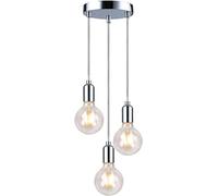 Modern Spiral 3 Pendant Light Fitting, Retro E27 Edison Style Lamp Holder ,Suspended Pendant Ceiling Light Fitting-Chrome