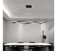 Modern Spiral Chandelier LED Pendant Light for Kitchen Island Dining Table Adjustable Wave Design Nordic Style Black+White Light 100cm