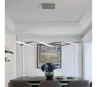 Modern Spiral Chandelier LED Pendant Light with Adjustable Wave Design for Kitchen Island Dining Table Living Room Grey+White Light 100cm