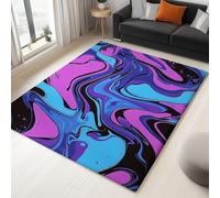 Modern Spirals Abstract Printed Rug, Non-Slip Short Pile Decorative Indoor Blue Violet Carpet for Living Room Bedroom Dining Room and Other Areas - 60 x 120 cm