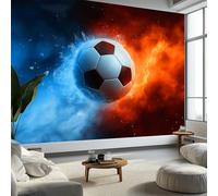Modern Sports Style Wall Mural 200 x 140 cm (W x H), Ice and Fire Football Wallpaper Mural for Accent Wall in Bedroom Living Room or Hallway, Panoramic Poster Wallpaper